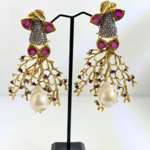 BRANCHED PINK EARRINGS ..