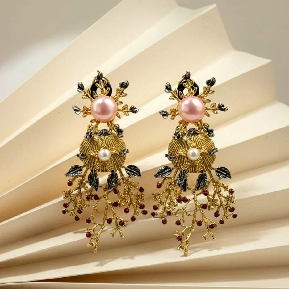 LEAF PATTERN EARRINGS