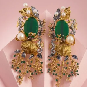 SHELL EMERALD EARRINGS
