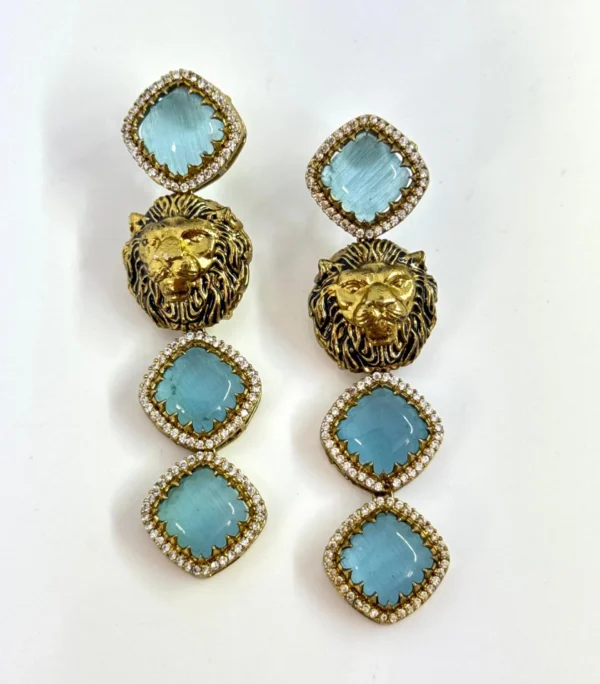 AQUA LION EARRINGS
