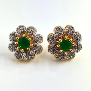 FLORAL GREEN EAR STUDS