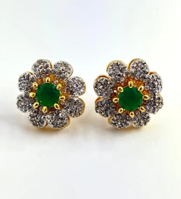 FLORAL GREEN EAR STUDS