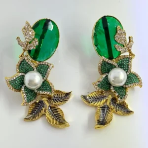 GREEN PETAL EARRINGS
