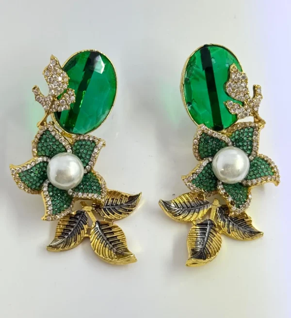 GREEN PETAL EARRINGS