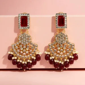 KUNDAN RED EARRINGS