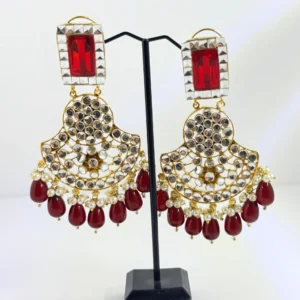 KUNDAN RED EARRINGS