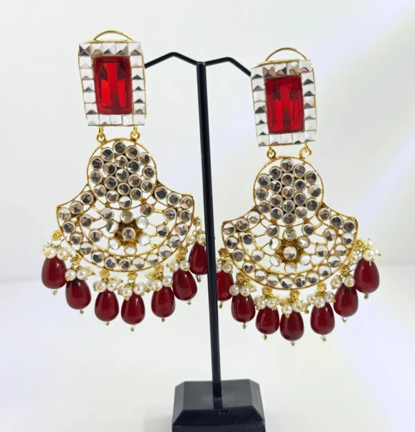 KUNDAN RED EARRINGS