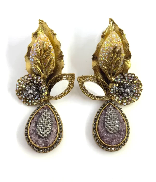 LEAF LAVENDER EARRINGS