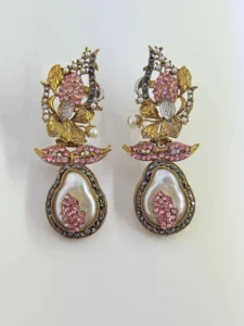 LEAFY PINK EARRINGS