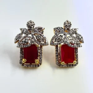 PETAL RED EAR STUDS