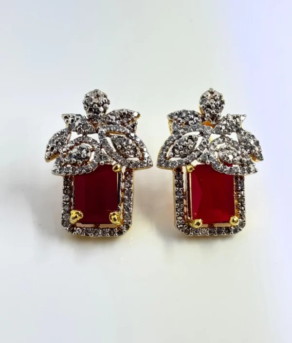 PETAL RED EAR STUDS
