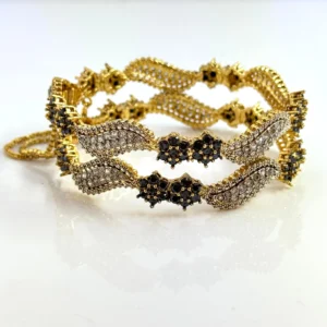 SILVER BLACK BANGLES