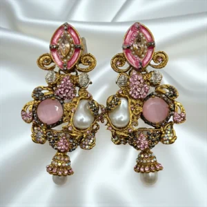 pink shiny earrings