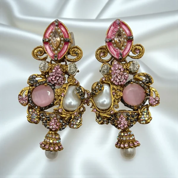 pink shiny earrings