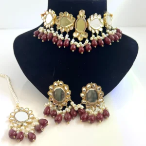 KUNDAN MAROON SET