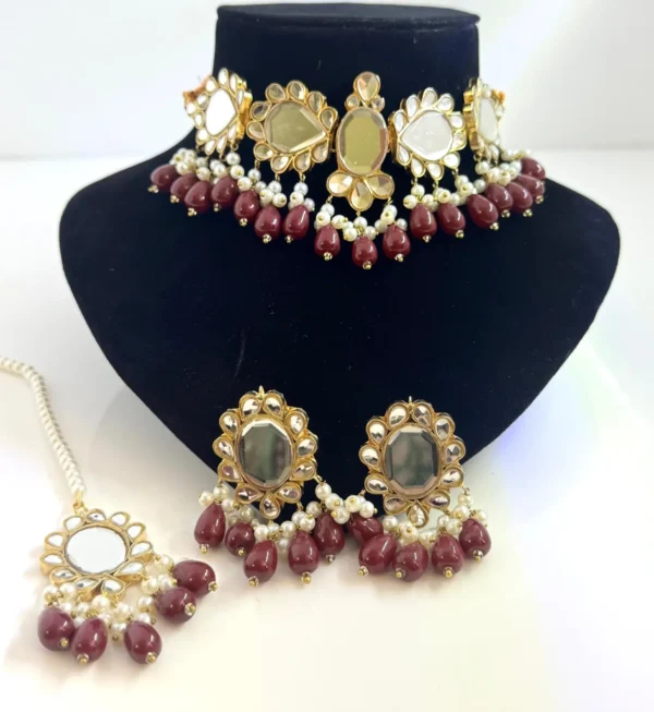 KUNDAN MAROON SET