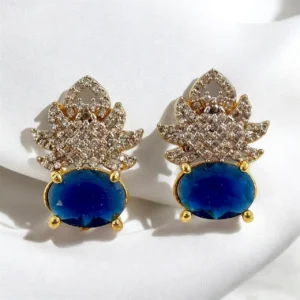 OVAL BLUE EAR STUDS