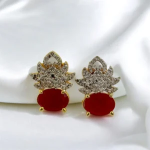 OVAL RUBY EAR STUDS