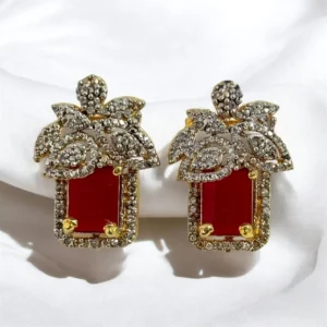 PETAL RUBY EAR STUDS