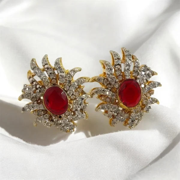 ZIRCON RED EAR STUDS