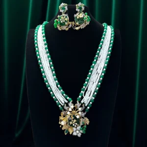 FLORAL GREEN MALA SET