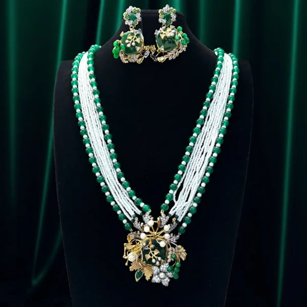FLORAL GREEN MALA SET