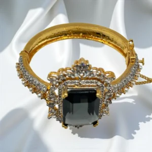 GOLD PLATED BLACK BANGLE 1
