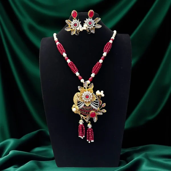 MAROON FLORET MALA SET