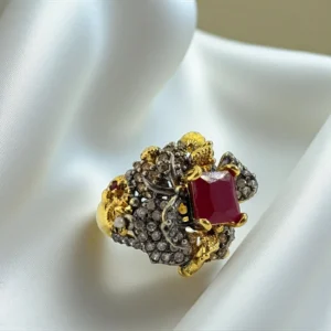 MAROON GOLD PLATED RING