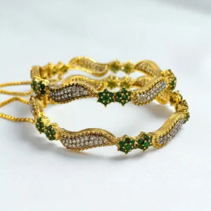 SILVER GREEN BANGLES 1