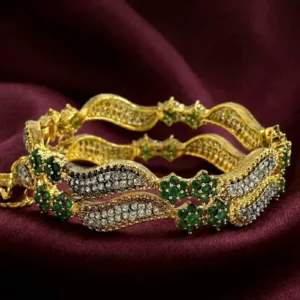 SILVER GREEN BANGLES