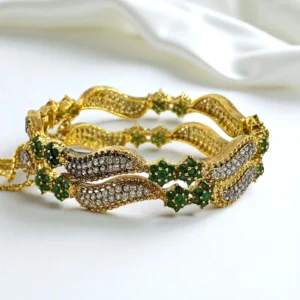 SILVER GREEN BANGLES