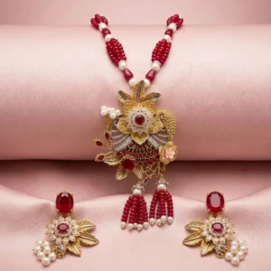 maroon floret mala set