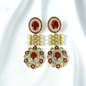 BEADED RUBY EARRINGS