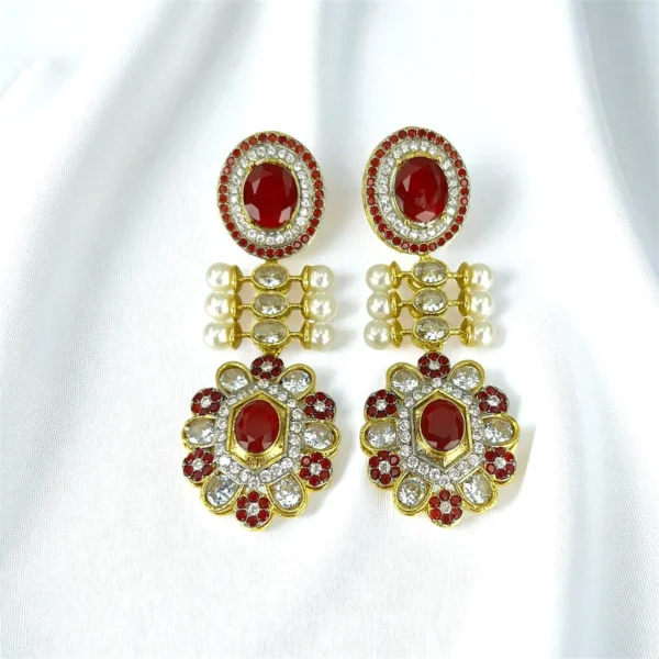 BEADED RUBY EARRINGS
