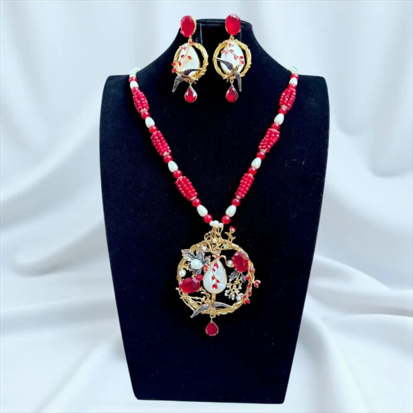 BIRD MAROON MALA SET