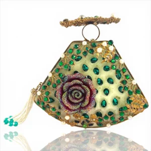FLORAL GREEN CLUTCH