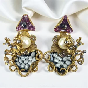 MAROON FLORAL EARRINGS