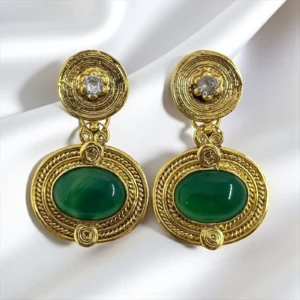 OVAL GREEN STUDS