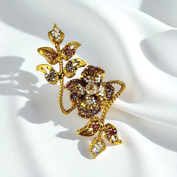 BROWN FLORAL RING