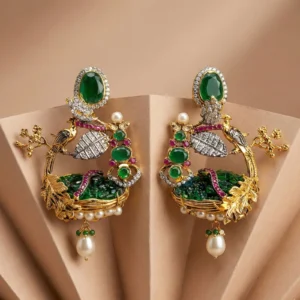 EMERALD BIRD EARRINGS