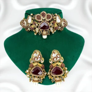 MAROON NECKLACE SET (1)