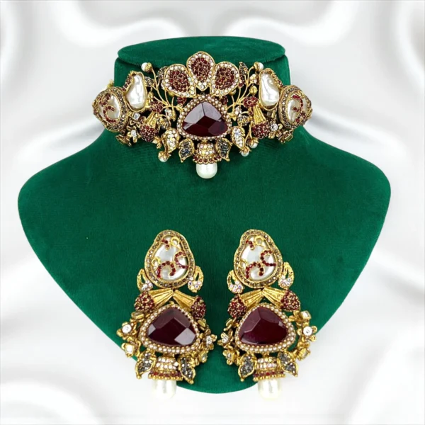 MAROON NECKLACE SET (1)