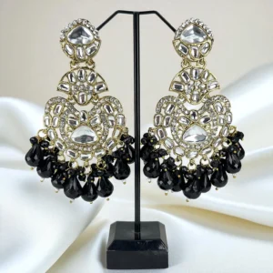 kundan black earrings