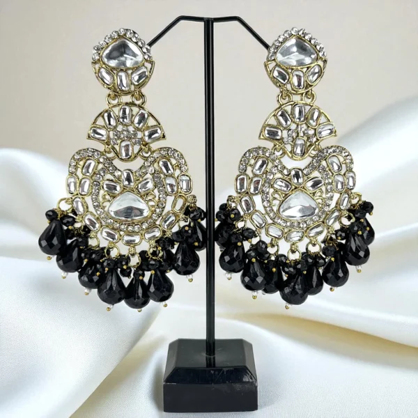 kundan black earrings