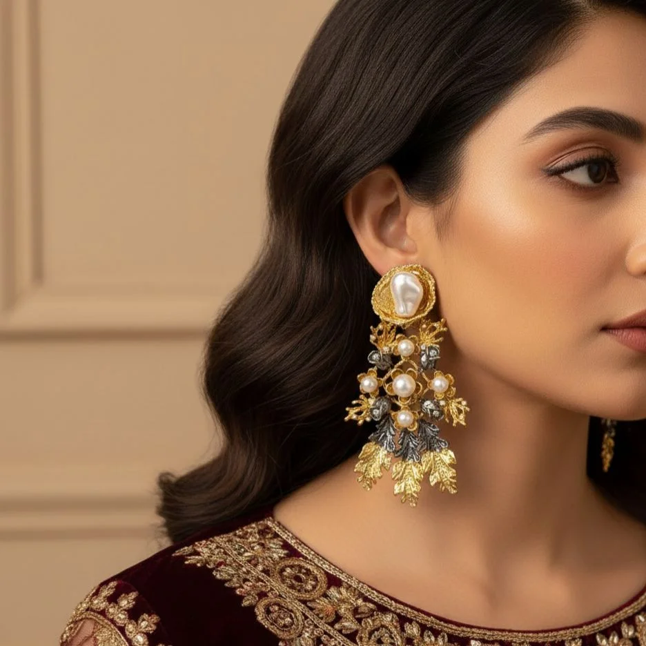 FLORAL GOLD PLATED EARRINGS