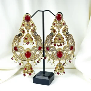 JHUMKI RED EARRINGS
