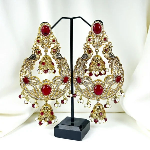 JHUMKI RED EARRINGS