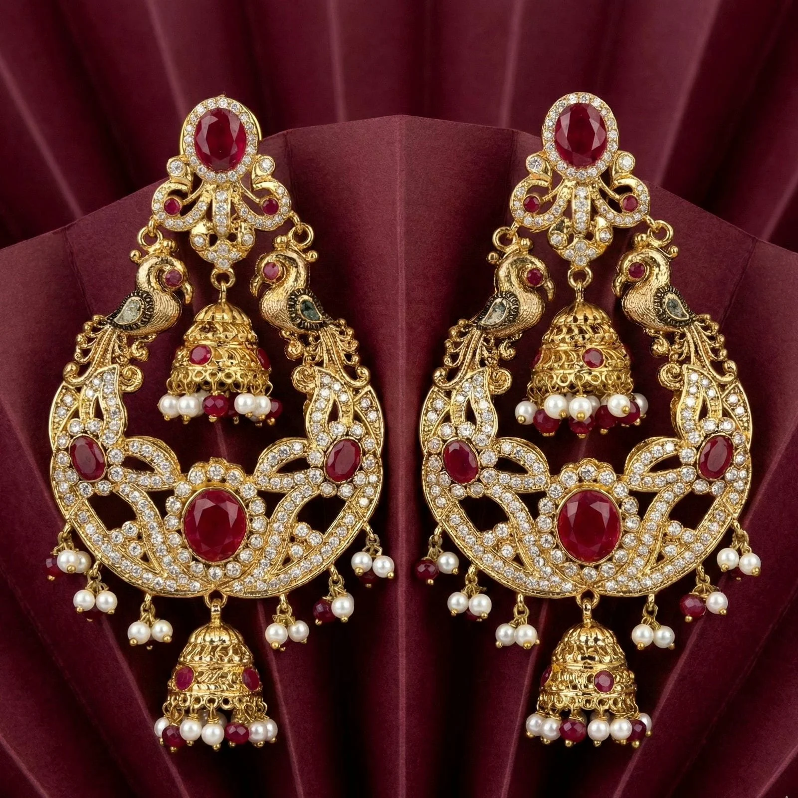 JHUMKI RED EARRINGS