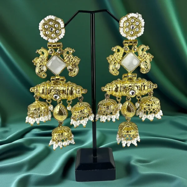 JHUMKI WHITE EARRINGS